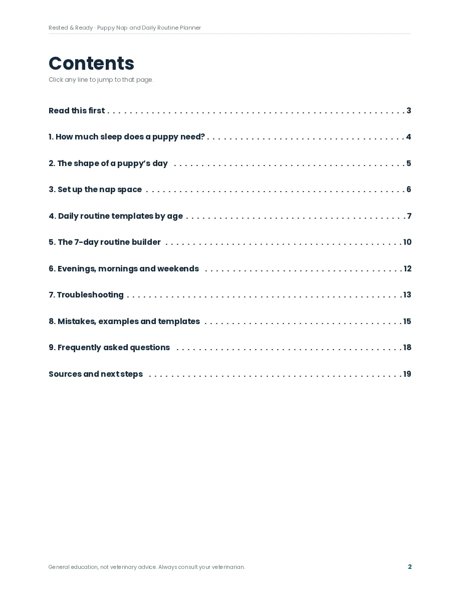Rested & Ready preview page: Contents
