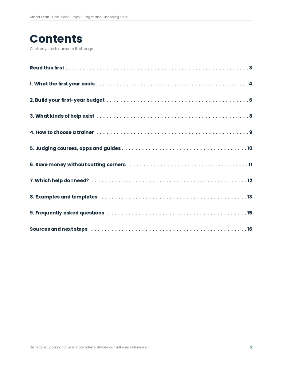Smart Start preview page: Contents